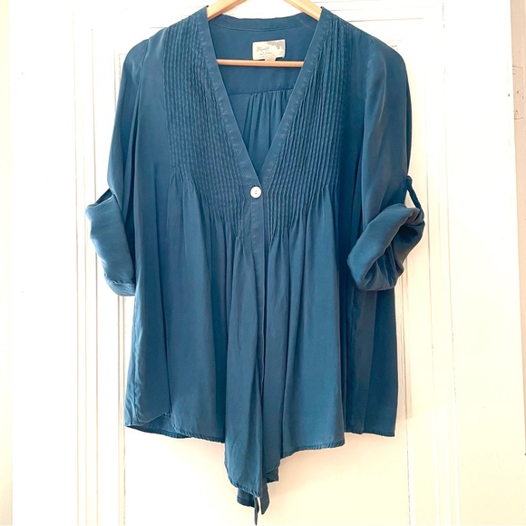 Elizabeth and James Tops - Elizabeth and James Blue Silk Tokyo Top